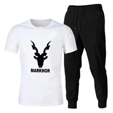 Men Cotton Printed Track Suit White Markhor Design