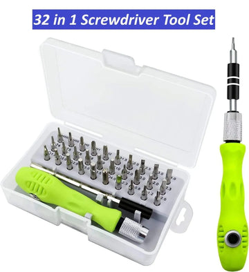 32 in 1 Precision Screwdriver Set with Green Handle