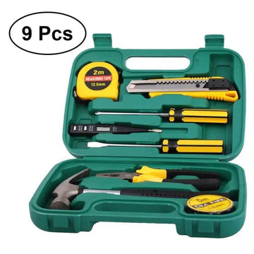 9-Piece Stainless Steel Tool Kit Green Case